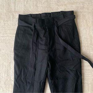 Women’s Paperbag Black Linen Blend Trousers w/ Belt Buckley Tailors